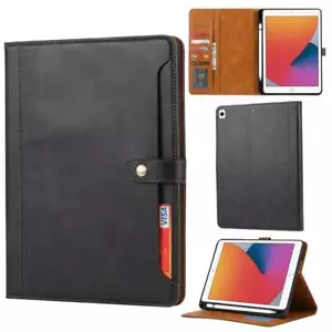 Stand Wallet Cover Pen Slot For iPad 5678 10.2 10.9 11 13 inch 2025 Air Pro Case - Picture 1 of 24