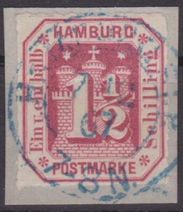 == AD Hamburg Mi. 20a gest. azul K1, gato. 180 € == - Imagen 1 de 1