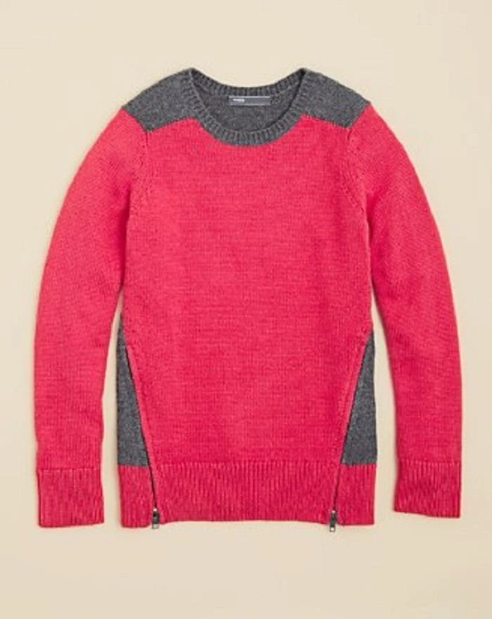 Vince Girls' Side Zip Color Block Sweater, Size M, MSRP $128 - Image 1 of 1