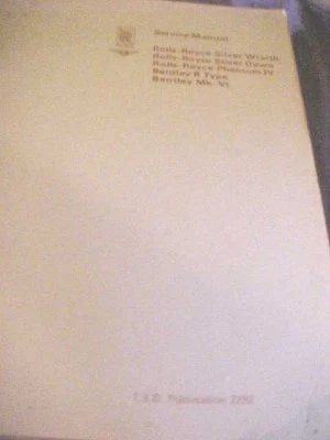 Rolls Royce Silver Wraith 1973, Dawn, Phantom IV, manual de reparación de servicio de Bentley Foto 1 de 4