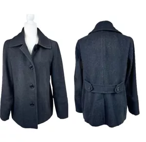 Anne Klein Wool Pea Coat Damen Gr. M schwarz Rückengürtel einreihig gefüttert " - Bild 1 von 12