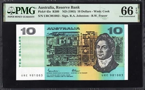 Australia 10 TEN Dollars P45e R309 1985 Johnston Fraser PMG66 Gem UNC EPQ HIGH - Bild 1 von 2