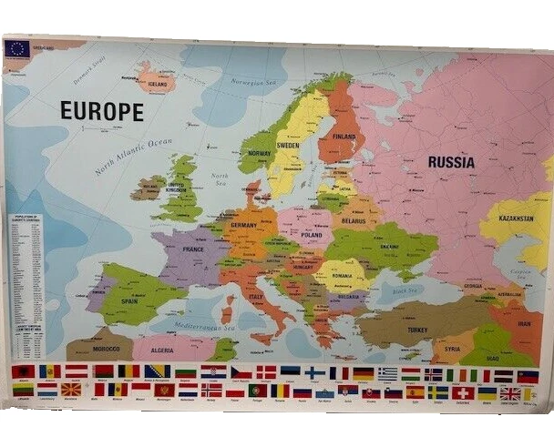 Map of Europe with flags Poster 24x36- NEW, FREE shipping - Image 1 of 1