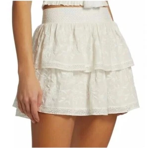 Alice + Olivia Jojo Smocked Ruffle Mini Skirt size 8 zip back - Picture 1 of 6