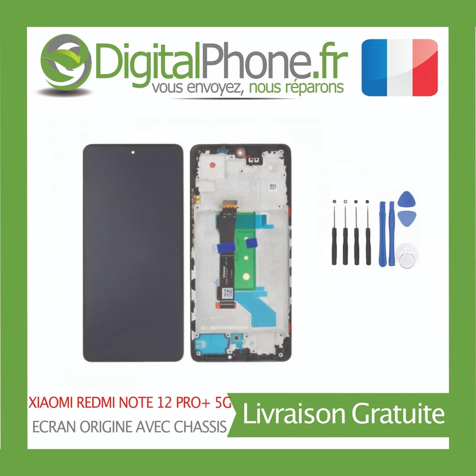ECRAN ORIGINE XIAOMI REDMI NOTE 12 PRO+ PLUS 5G AVEC CHASSIS + OUTILS -TVA-