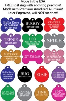 Custom Engraved Pet ID Tags for Dogs and Cats/Bone Shape and Round Shape