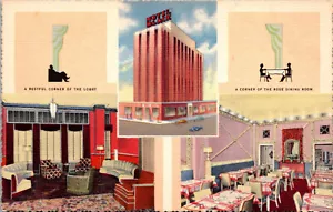 OKLAHOMA CITY, OKLAHOMA - HOTEL BLACK - MULTI-VIEW VINTAGE LINEN POSTCARD - Picture 1 of 2