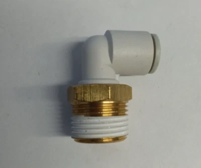 SMC KQ2L08-03S 8mmX3/8"NPT push-to-connect 90-deg elbow **10-pack** - Image 1 of 2