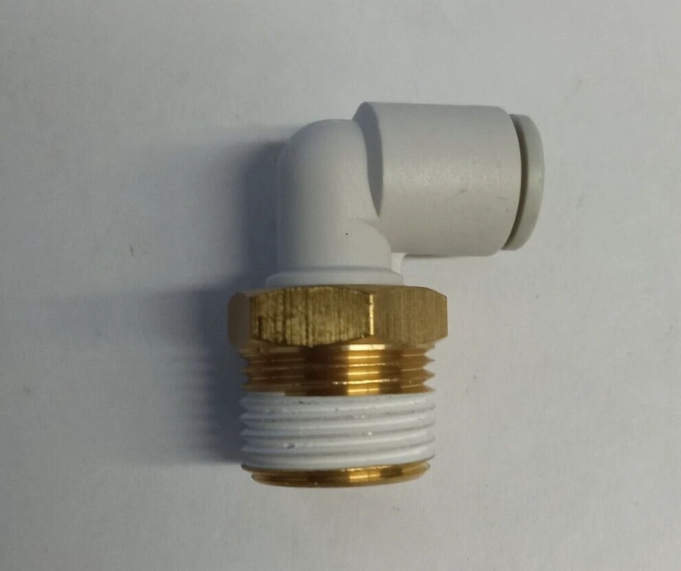 SMC KQ2L08-03S 8mmX3/8"NPT push-to-connect 90-deg elbow **10-pack** - Image 1 of 2