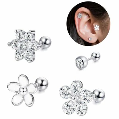 2PCS 16G CZ Ear Stud Ring Ear Tragus Labret Lip Pin Ring Body Piercing Jewelry - Image 1 of 4