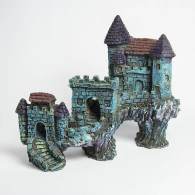 Resina Azul Antigua Europa Castillo Roca Cueva Pecera Ornamento Foto 1 de 4