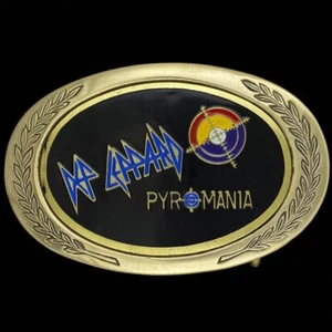 Def Leppard Pyromania Band Album Music Rock Rare Brass 1983 Vintage Belt Buckle - Picture 1 of 2