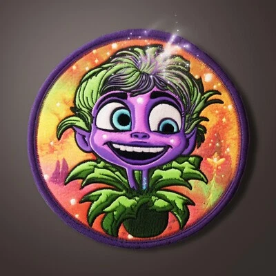 Alien Creature Patch Iron-on Applique Clothing, Extraterrestrial Cosmic Cartoon - Image 1 of 4