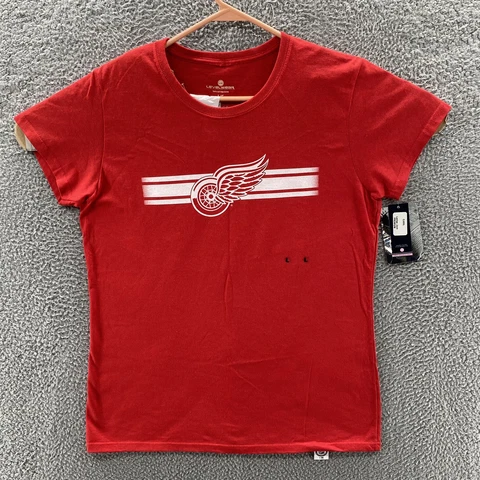 Detroit Red Wings T Shirt Womens Large NHL Red Hockey Shorts Sleeve Logo New Cover