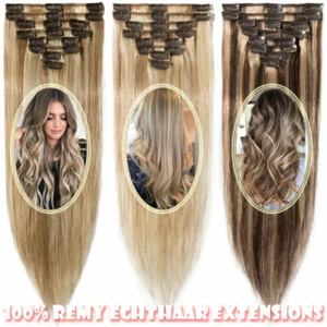 HOT Seamless Clip in 100% REMY Human Hair Extensions 8PIECES Full Head CLEARANCE - Picture 1 of 51