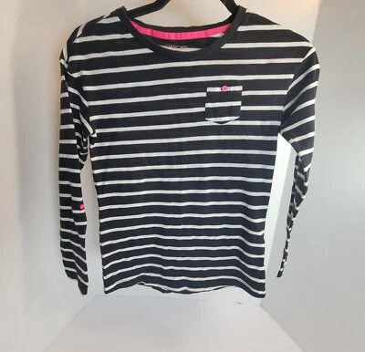 Cherokee Girls Top Size L (10-12) Black/White Strips long roll tab sleeve. - Image 1 of 4