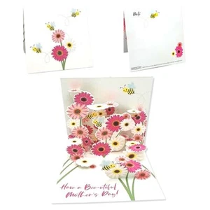 Mother's Day Pop-Up Card w/ Custom Message & Postage Bees and Flowers - Picture 1 of 4