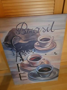 Bild Cafe Brasil 78x54 cm - Keilrahmenbild Stillleben Druck Küche Kaffee Tassen - Bild 1 von 2