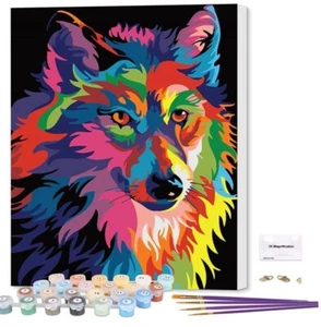 Pintura al óleo sobre lienzo LIUDAO Wolf pintura por número pintura sobre lienzo 16x20 nueva en caja - Imagen 1 de 6