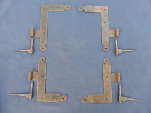 4 petites pentures d'équerre 4 gonds à planter fer forgé ancienne Portes placard - Bild 1 von 7