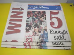 CHICAGO BULLS ACTUAL periódico al día siguiente NBA MICHAEL JORDAN 5th Tribune 1997 - Imagen 1 de 8