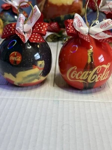 80s 90s Vtg Kitsch Paper Decoupage Baubles Xmas Tree Coca Cola Ornaments 17 Pcs - Picture 1 of 12