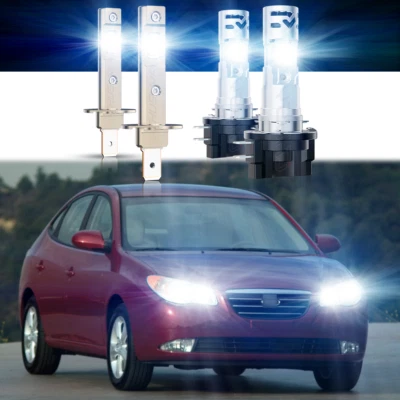 Para For Hyundai Elantra 2007-2009 2010 blanco 6000K LED faros Kit * 4 Hi lo - Image 1 of 4