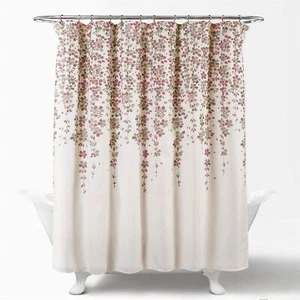72-inch Tan Purple Grey Floral Flowers Shower Curtain - Picture 1 of 3