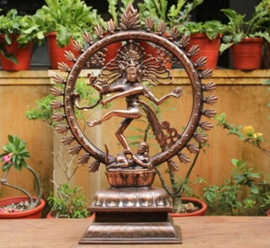 Estatua Shiva Danzando Nataraja Dios Hindú Ídolo Amuleto Decoración del Hogar Escultura Grande - Imagen 1 de 10