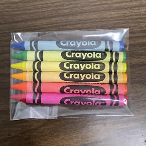 VTG Crayola Crayons Fluorescent Colors Binney & Smith 6 NEW 1999 Blizzard Blue - Picture 1 of 6