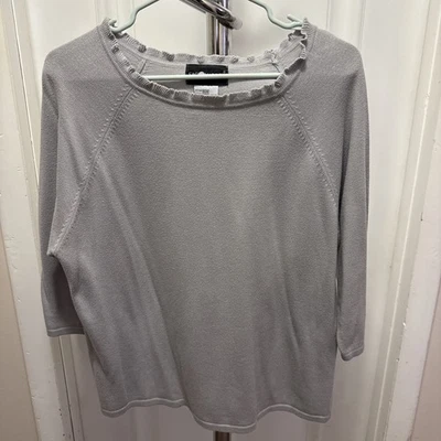 Suéter para mujer Sag Harbor gris mangas 3/4 talla grande mezcla acrílica Foto 1 de 4