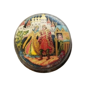Vintage handbemalte russische Volksmärchen Märchen Schmuckschatulle signiert - Bild 1 von 9