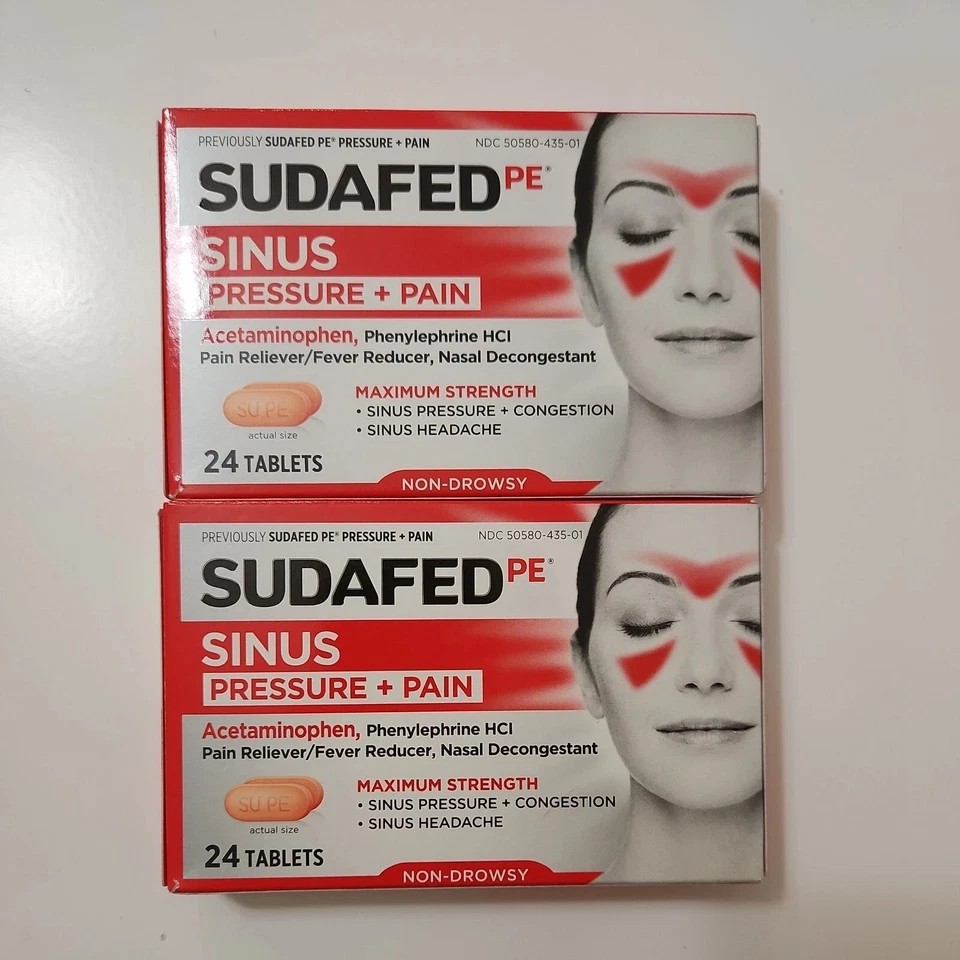 Sudafed PE Presión Sinusal Plus Comprimidos para el Dolor 24 Cápsulas x2 Exp 2026+ Foto 1 de 1