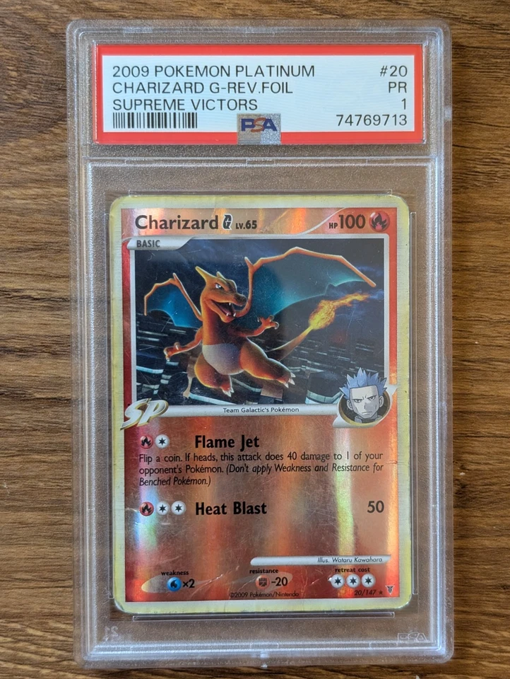2009 Pokemon Platinum Supreme Victors PSA 1 Charizard G-Reverse Foil Holo POOR - Image 1 of 2