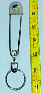 Vintage CHEYENNE WYOMING Keychain LARGE Metal SAFETY PIN Souvenir Travel  - Picture 1 of 3