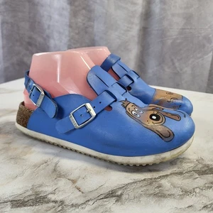Birkenstock Kay Super Grip Boucle Sabots Sandales Slides Taille 4 Bleu Jeunes Enfants - Photo 1/18