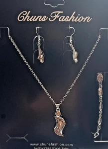 Collana donna pendenti orecchini bracciale set regalo pesca cristallo swarovski - Foto 1 di 8