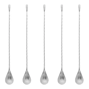  5 Pezzi Agitatori Bevande Bevande Cocktail Miscelatore Shaker Strumento Cucchiai - Foto 1 di 20