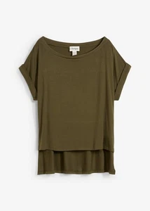 Oversize-Shirt aus fließender Viskose Gr 48/50 Dunkeloliv Damen Kurzarmshirt Neu - Bild 1 von 1