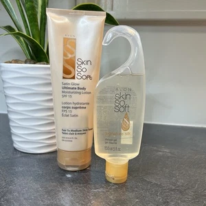 2012 Avon Skin So Soft 8.4 oz Satin Glow Moisturizing Lotion & 5 oz Shower Gel N - Picture 1 of 10