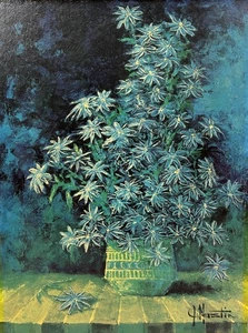 Vintage Mid Century Modern "Blue Blossoms" Blumenstillleben Lithographie J Mastin - Bild 1 von 7
