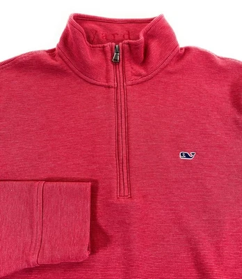 Suéter rojo mediano Vineyard Vines de agua salada 1/4 cremallera ajuste regular para hombre Foto 1 de 4