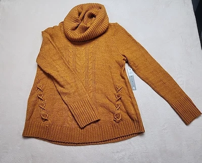 Nuevo con etiquetas Suéter Casi Famoso Tejido con Cable Color Mostaza Manga Larga Capucha Cuello XL Foto 1 de 4