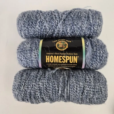 3 Lion Brand Yarn Homespun #321 Williamsburg Blue Lot Skeins - Image 1 of 4