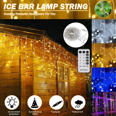 117FT Xmas Outdoor Christmas Lights LED Icicle Lights,Low voltage,8 Modes Memory - Image 1 of 4