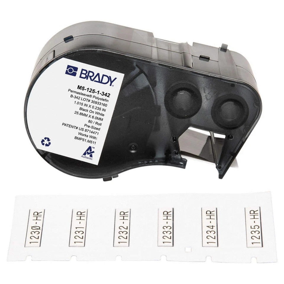 BRADY M5-125-1-342 Wire and Cable Label,White,Matte Finish 808DM2 - Image 1 of 1