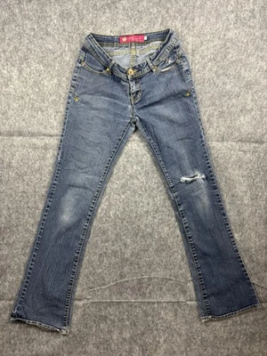 Pantalones de mezclilla para mujer Apple Bottoms desgastados vintage Y2K pierna recta 7/8 bordados Foto 1 de 4