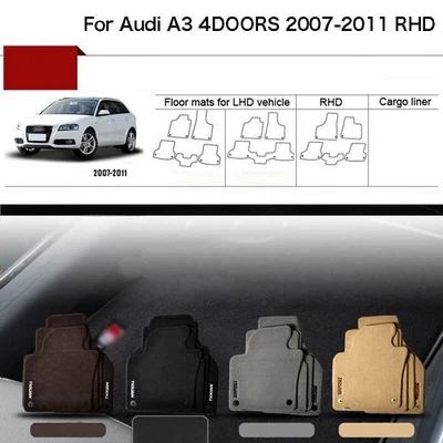 Full Set 1/2"Thick Solid Nylon Interior Floor Carpet Mats For RHD Audi A3 07-11 - Image 1 of 4