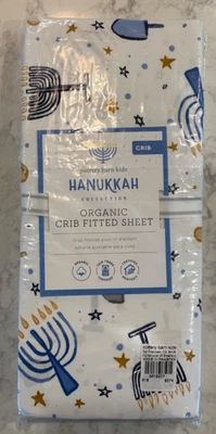 Sábana ajustable Pottery Barn Kids Hanukkah de algodón orgánico para cuna Foto 1 de 2