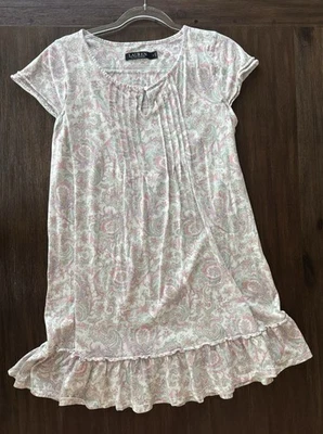 Lauren Ralph Lauren Nighgown Women’s Small Floral Paisley Flutter Sleeve Pintuck - Image 1 of 4